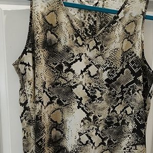 Sandy & Sid top size large sleeveless snakeskin pattern low/hi back tie